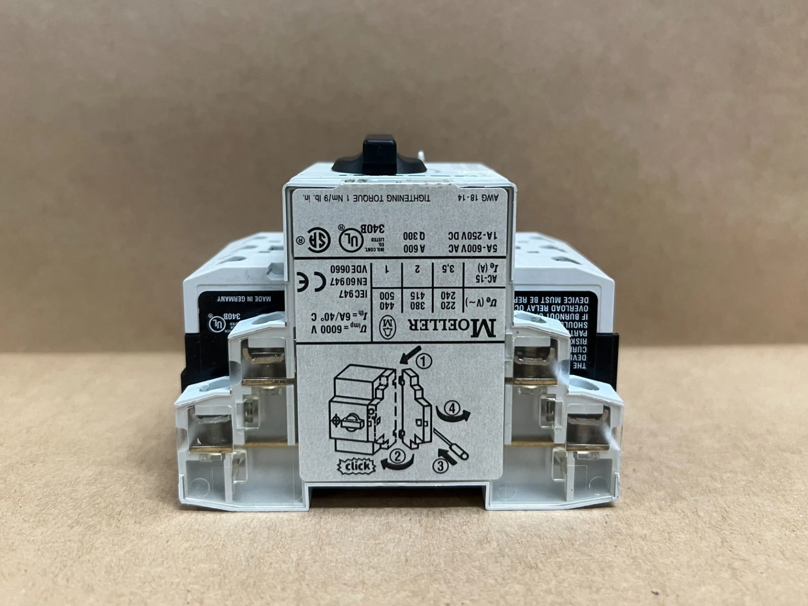 Used Moeller PKZM0-6.3 3P Motor Circuit Breaker w/ Auxiliary Contact - Lot of 5