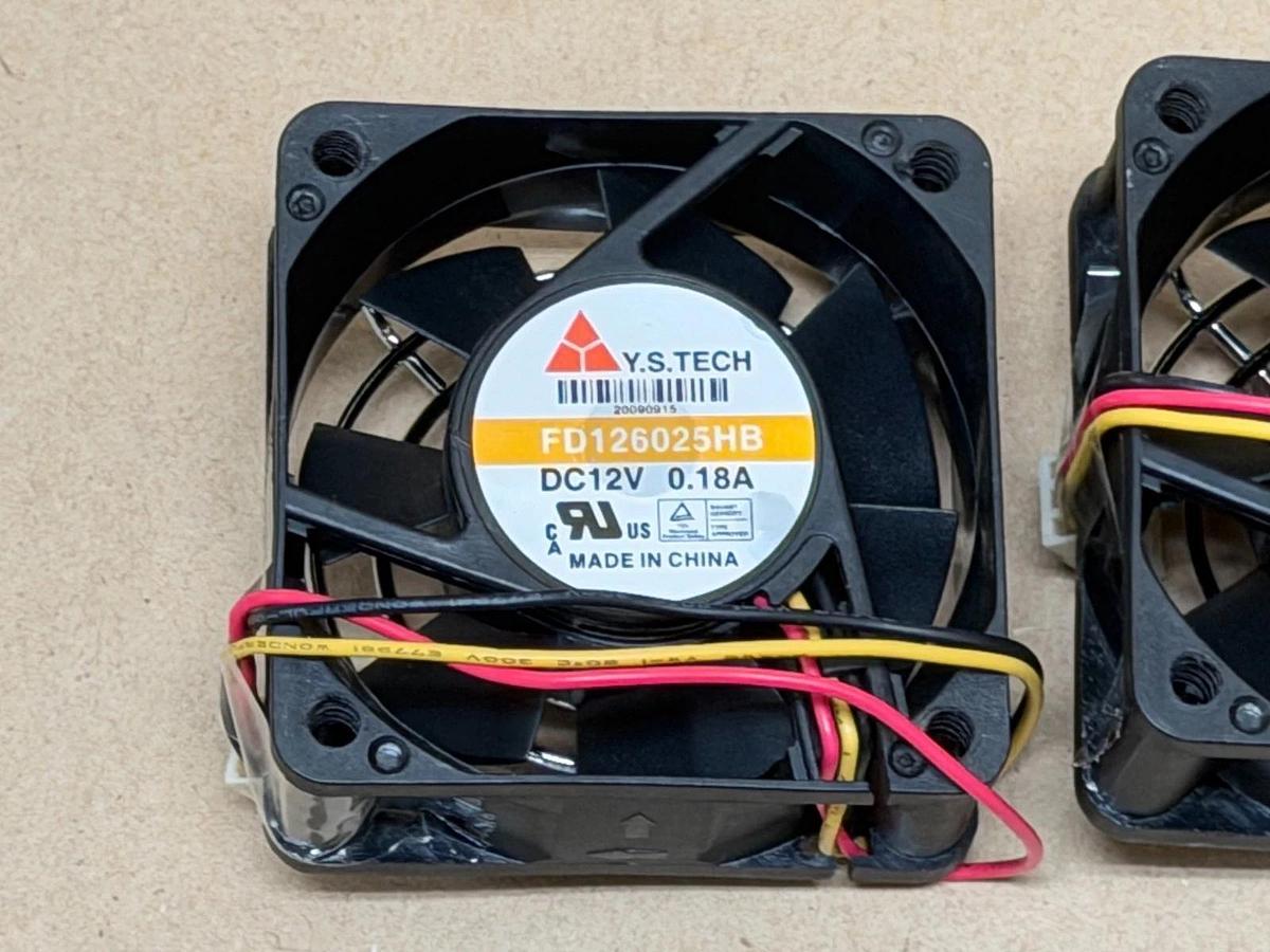 Y.S. TECH FD126025HB 0.18A, 12v Chassis Cooling Fan - Lot of 2