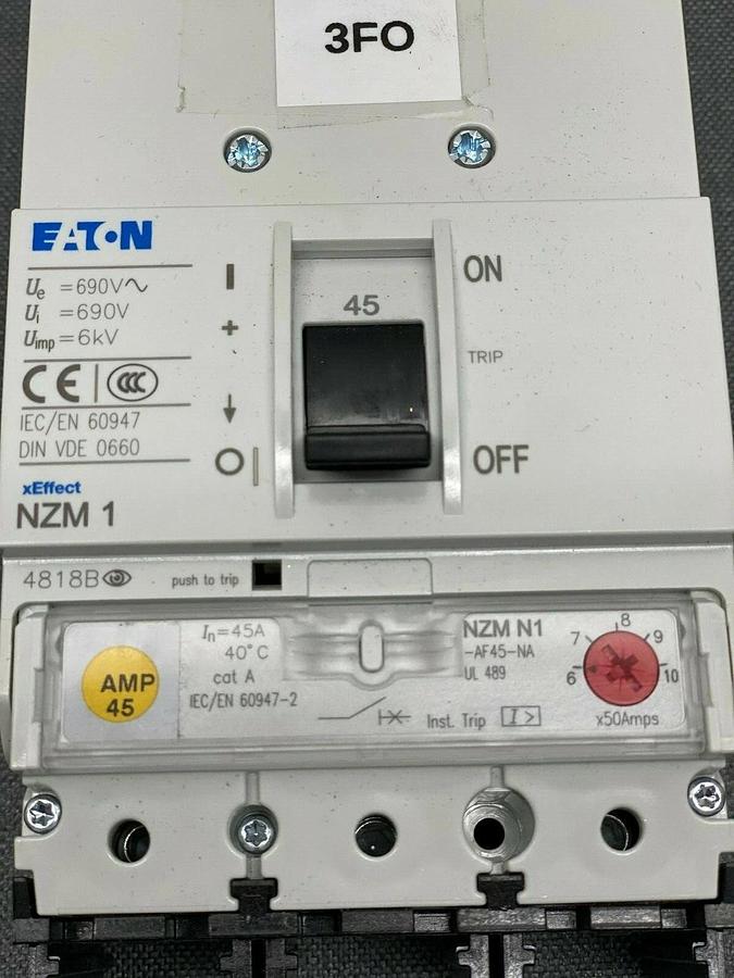 Used Eaton NZM1-AF45-NA Circuit Breaker 3 Pole Unit E31593 45 Amp