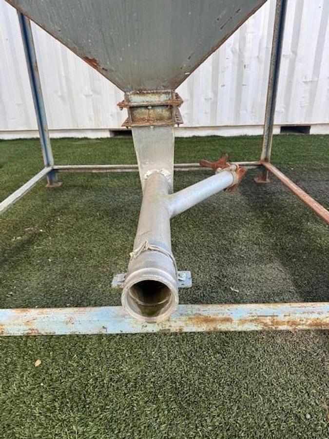 Used Industrial Hopper 60”x60” Top Inlet, 8.5”x8.5” Outlet, 43° Slope, 195' Sq Hopper