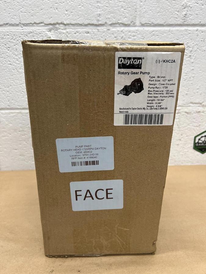 Used Dayton 4KHC2A 1/2” NPT Bronze Rotary Gear Pump