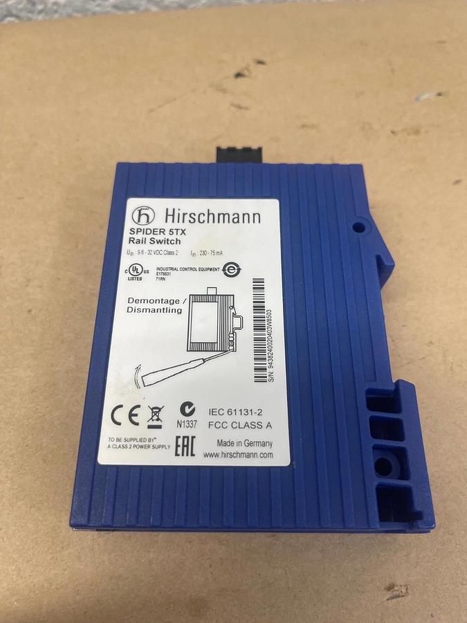 Used Hirschmann Spider 5TX , Rail Switch, 5-Port