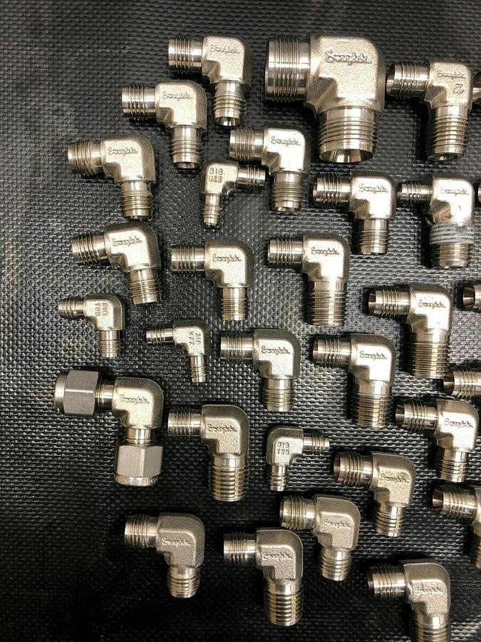 Used Swagelok Lot of 40 Stainless Steel Union Elbows, Multiple Sizes