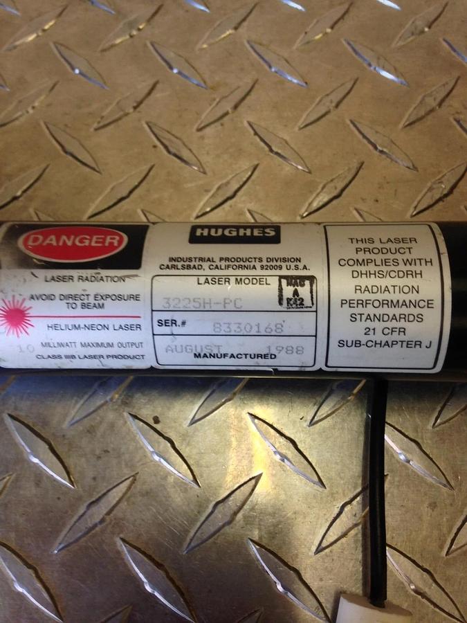 Used Hughes Helium Neon Laser Head 3225H-PC 10 MW Max Output