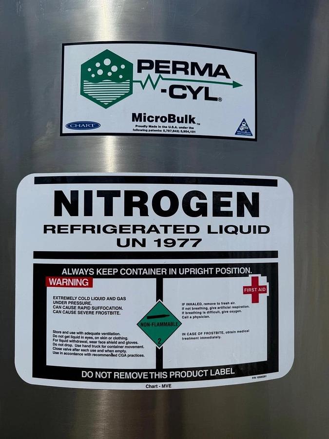 Used Perma-Cyl 2000L Nitrogen, Refrigerated Liquid Storage Tank