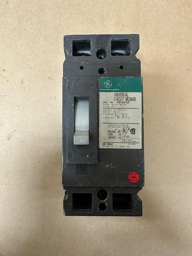 Used General Electric TEB122030 Industrial Circuit Breaker 30A