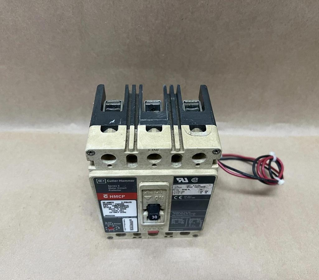 Used Cutler-Hammer HMCP030H1C 30A Ser C Motor Circuit Protector Style 6601C87G07