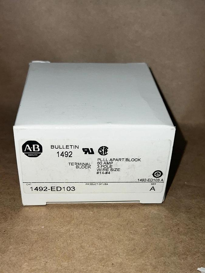 Allen Bradley 1492-ED103 Terminal Block Pull Apart Block 60A 3 Pole *NEW*