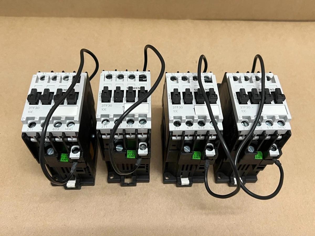 Used Siemens 3TF3010-0B 3P, 1S/1NO, 20A Contactor w/ EMC Suppressor - Lot of 4