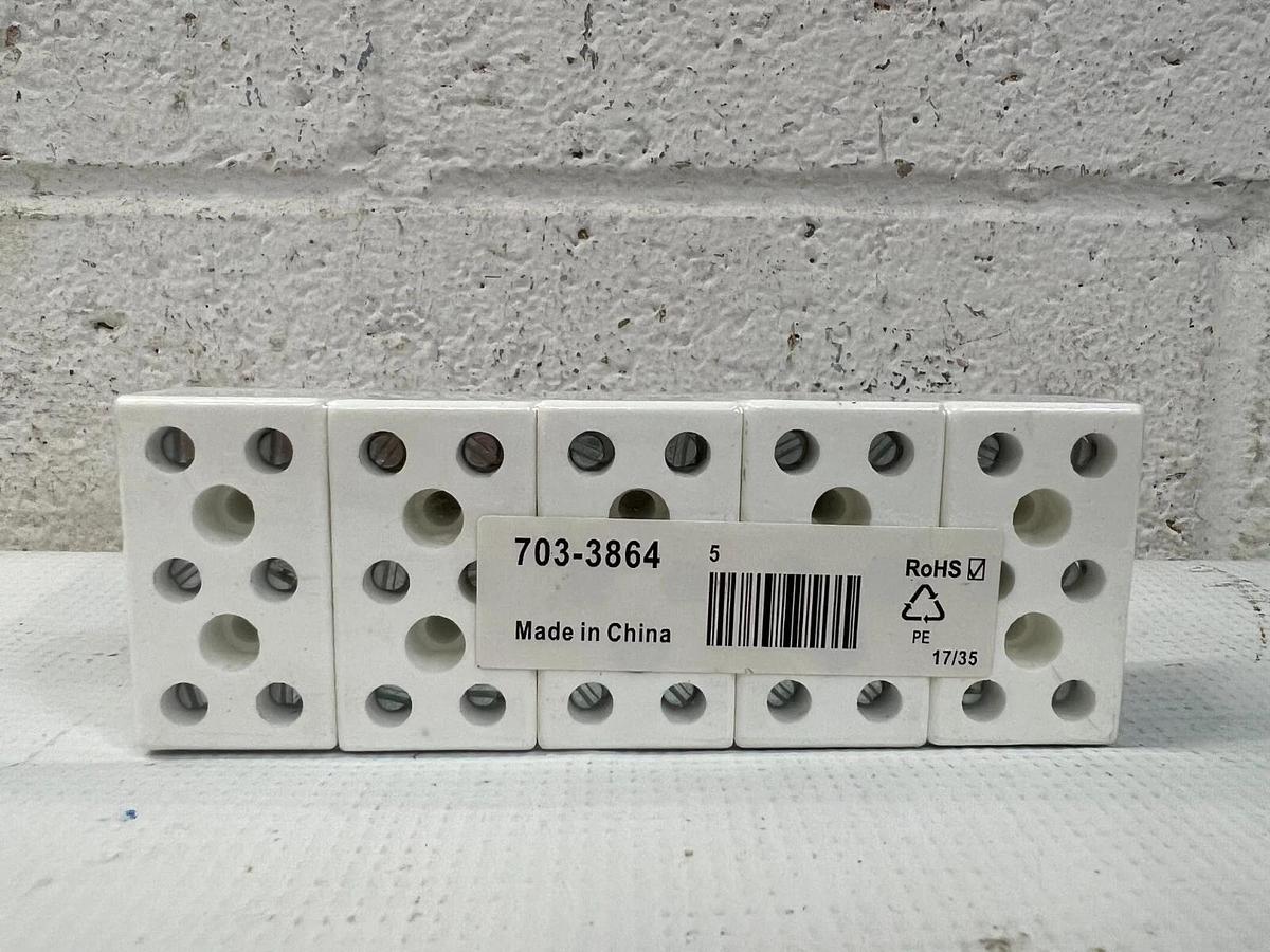 Used RS Pro 7033864 Terminal Block Pluggable 3 position 6AWG Ceramic White Lot of 5