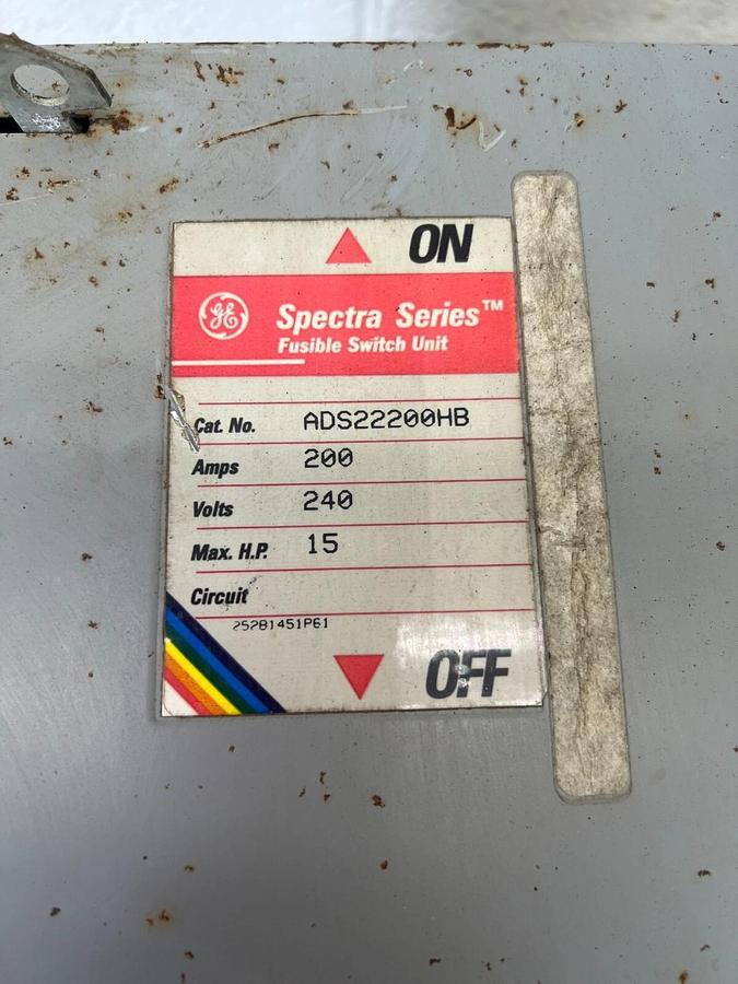Used General Electric ADS22200HB Spectra Series 200Amp Fusible Switch Unit