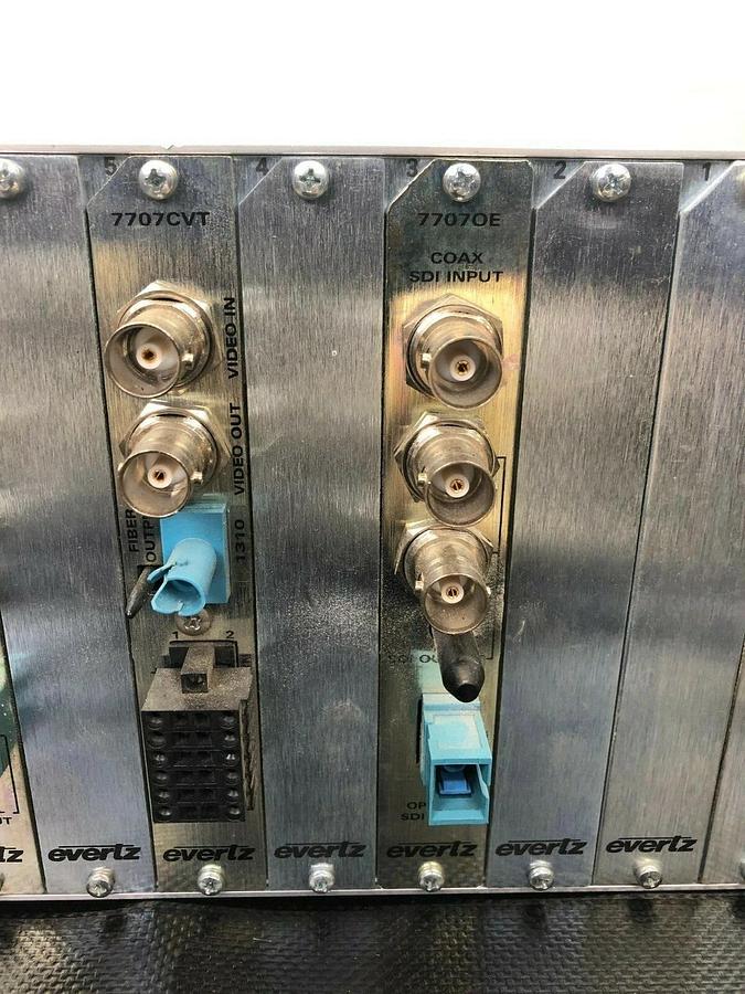 Used Evertz 7700FR-C Multiframe w/ (2) 7707OE and 7707CVT