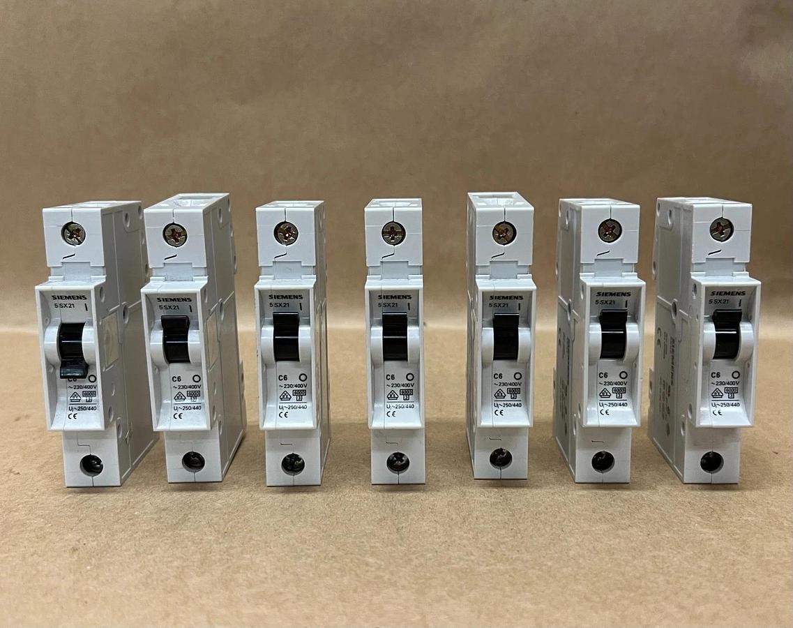 Used Siemens 5SX21 C6, 230/400V, Circuit Breaker - Lot of 7