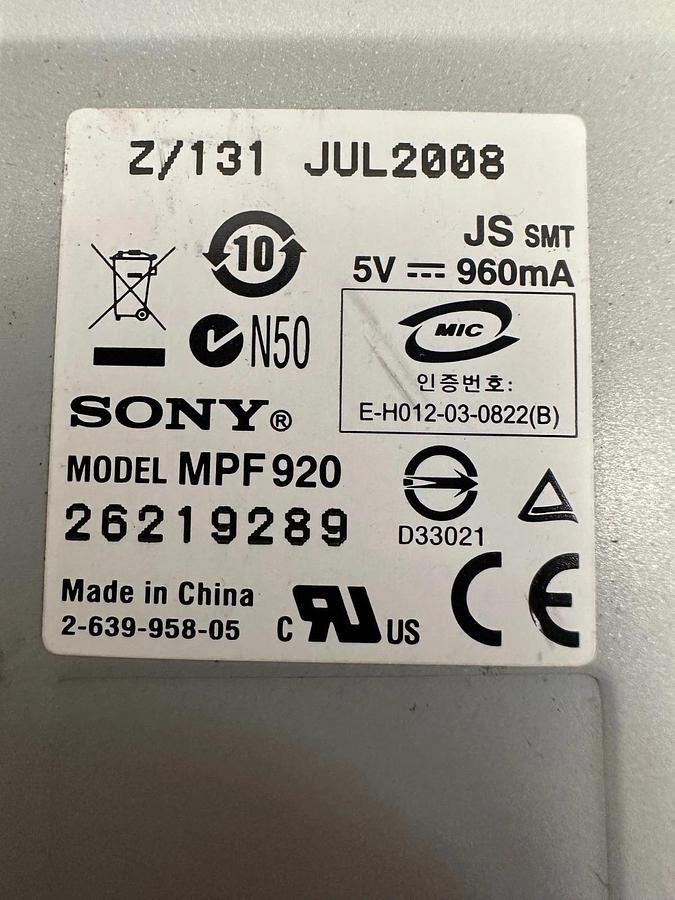 Used SONY MPF920 Internal Floppy Disk Drive