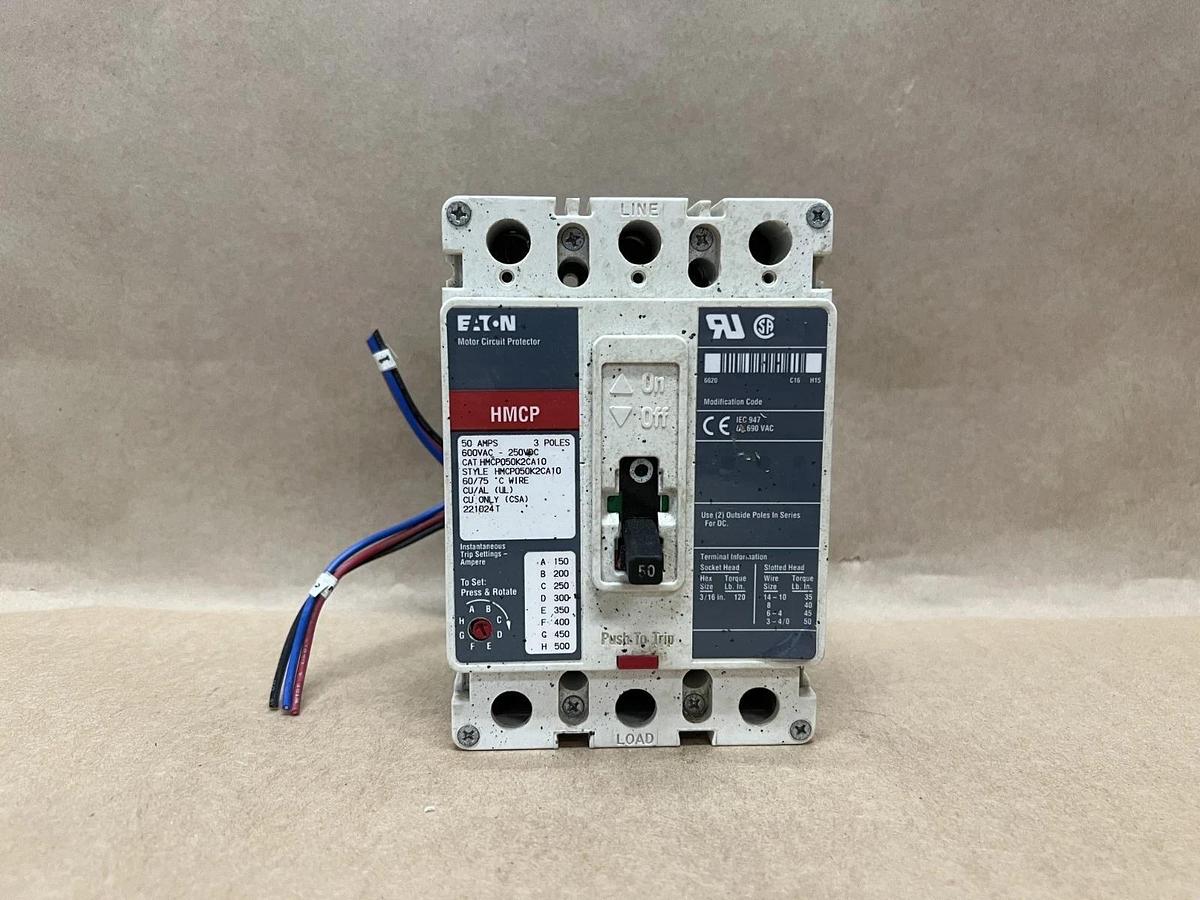 Used Eaton HMCP050K2CA10 50A, 3 Pole, Motor Circuit Protector