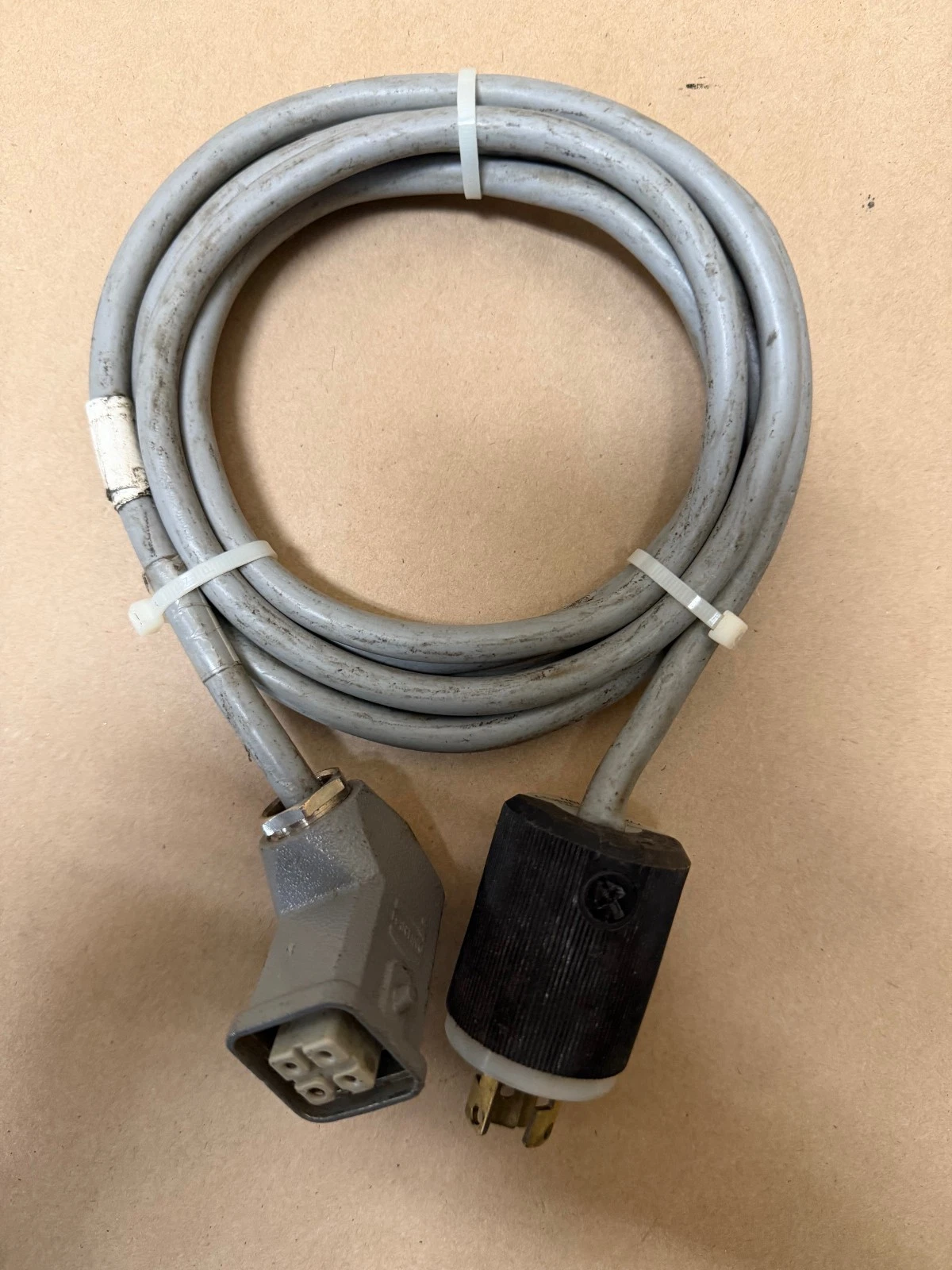 Used Harting Han 3A-F Connector Cord w/ Hubbell HBL4570C Locking Plug