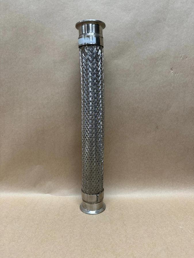 Used Stainless Steel Braided Flex Hose 1-3/4” Diameter, 16-1/4” Length