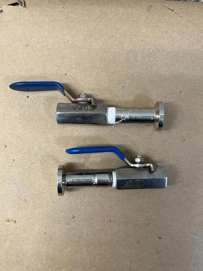 Used (2) Stainless Steel Ball Valves V402, V406
