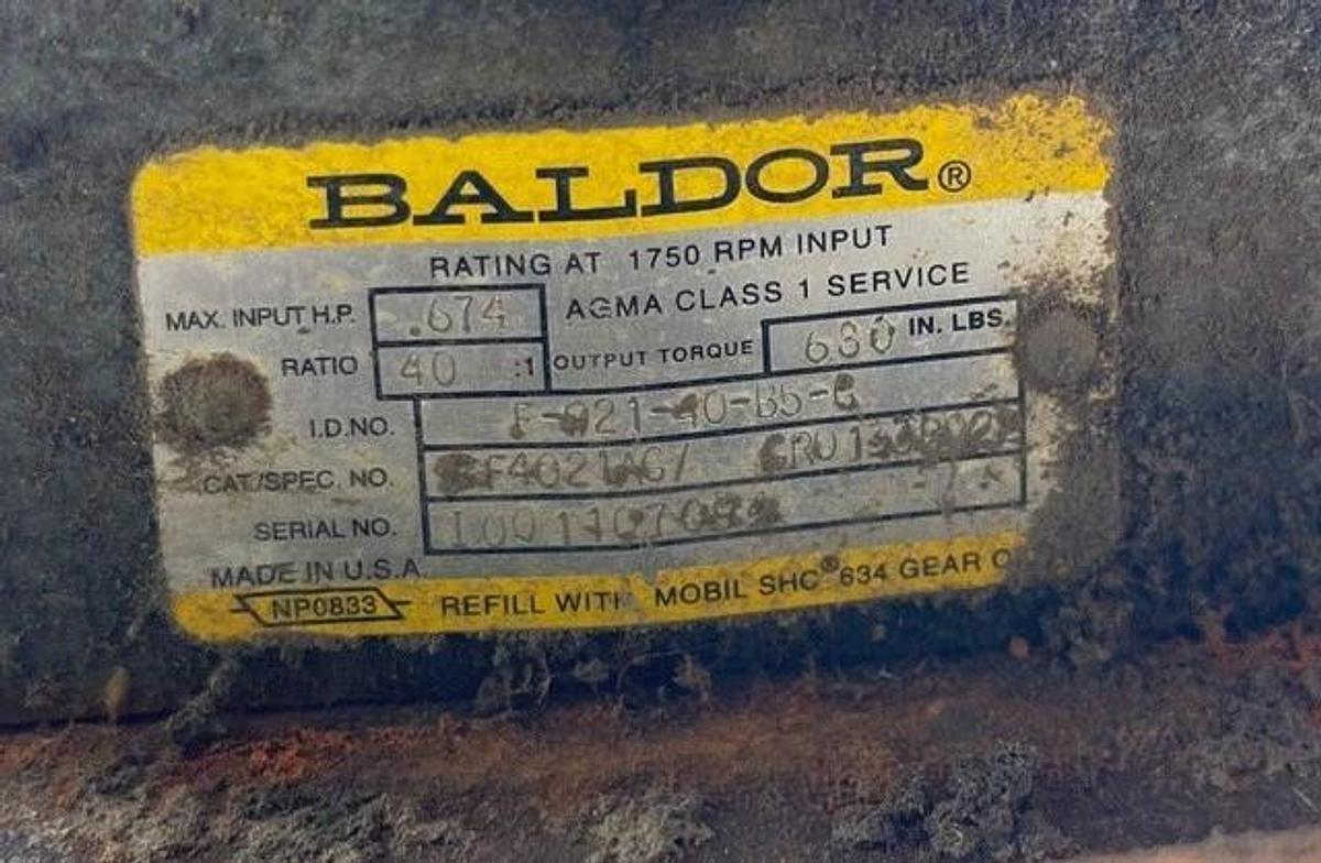 Used Rotary Airlock Feeder 10x10 Baldor 1.5HP 3450RPM Baldor Gear Reducer, Ratio 40:1