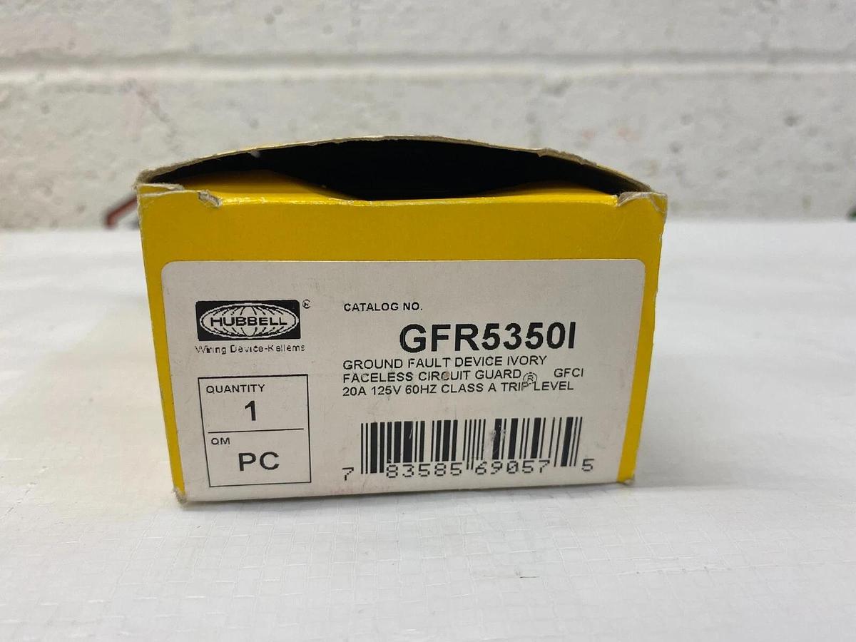 Used Hubbell GFR5350I Ground Fault Device/ Ivory/ Faceless Circuit Guard