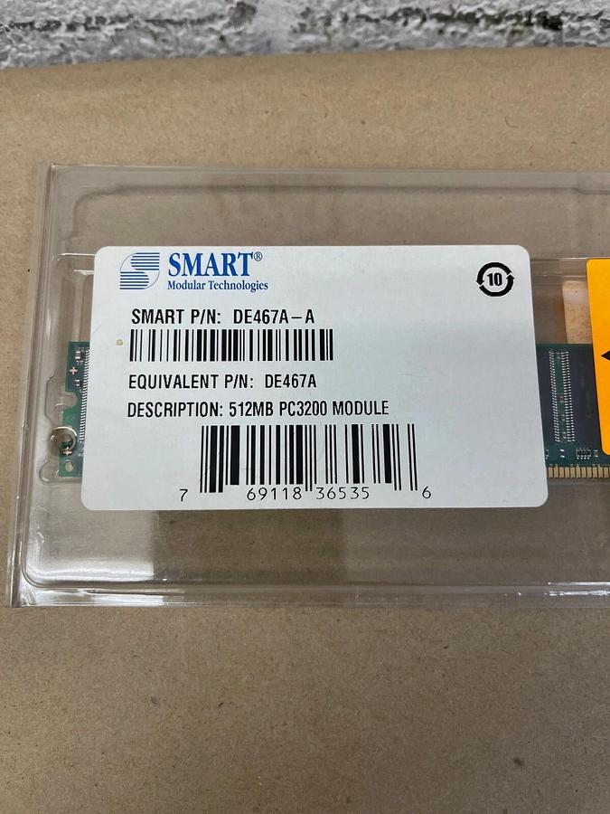 Used Smart Modular Technologies DE467A-A, PC3200 Module, 512 MB, 400MHz Memory
