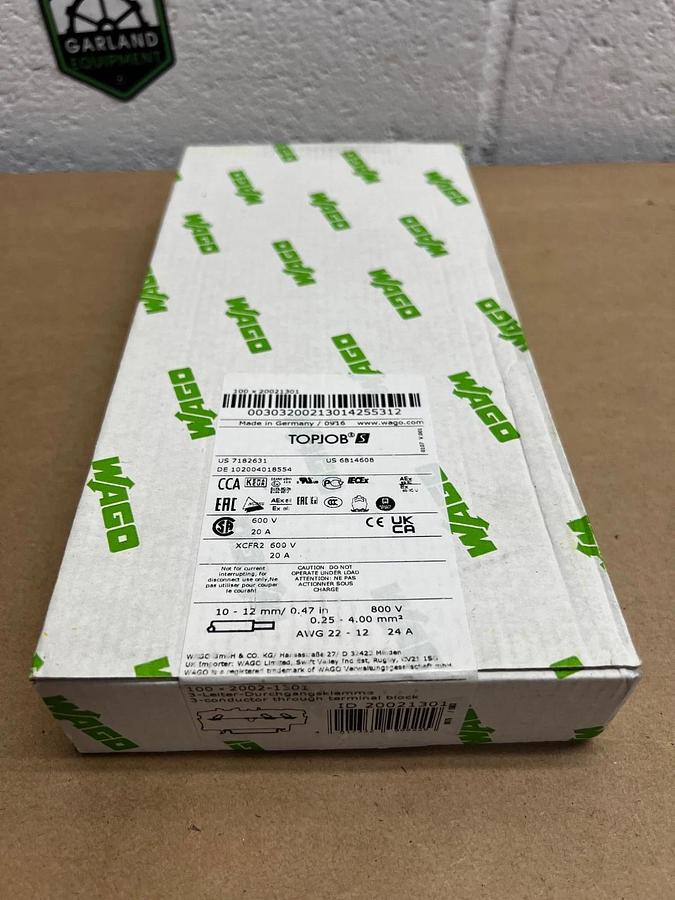 WAGO Topjob 2002-1301 3-Conductor Terminal Blocks 20A 600V Qty 100 FACTORY SEAL