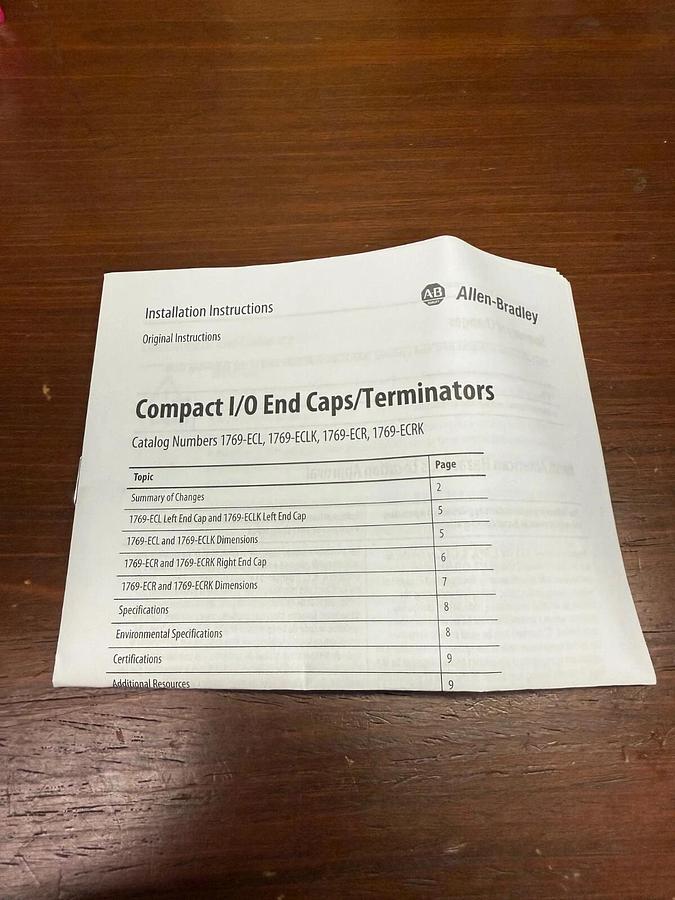 Allen-Bradley 1769-ECR Compact I/O, Right End Cap/Terminator, Series A