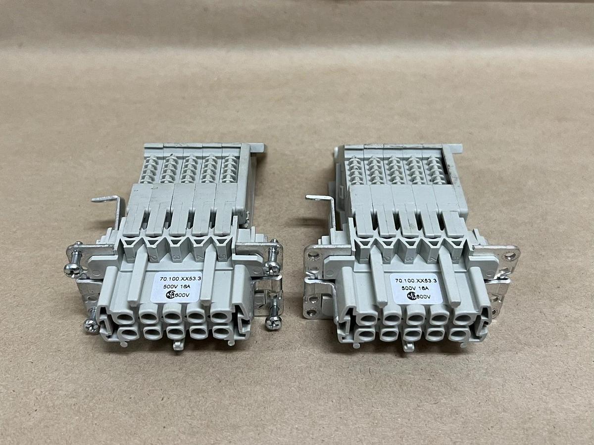 Used Wieland 70.100.XX53.3 10-Pole Female Adapter - Lot of 2