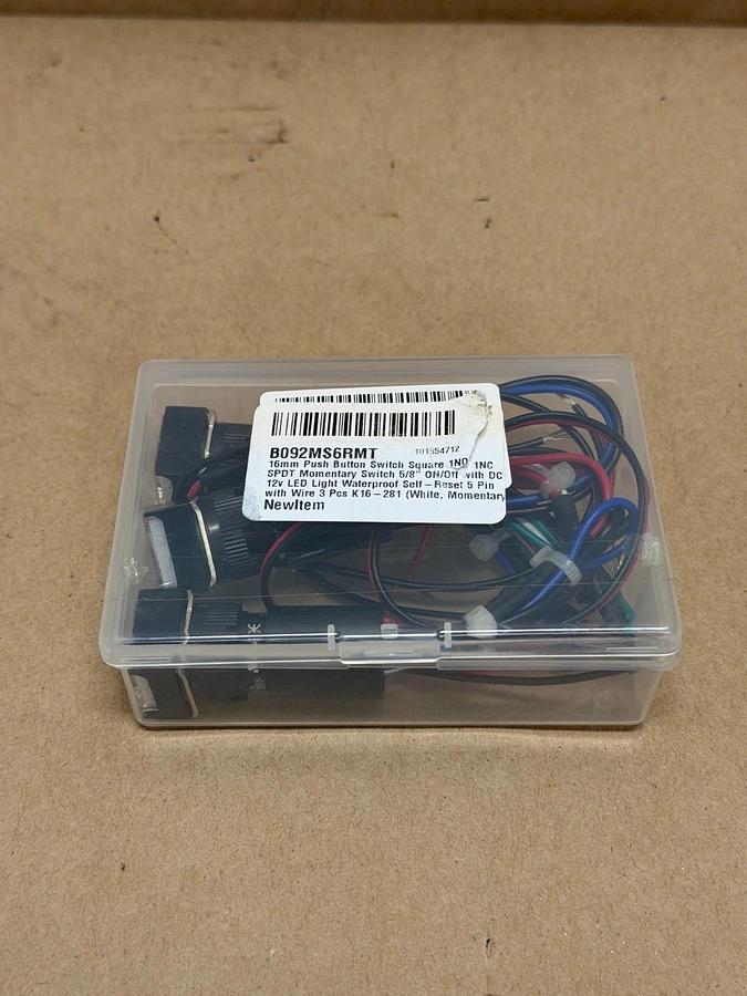 B092MS6RMT 16mm Push Button Switch Square, 3 Pack