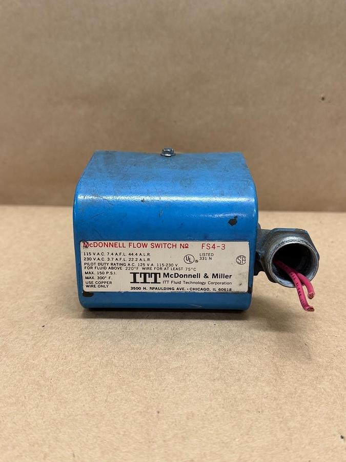 Used McDonnell & Miller FS4-3 General Purpose Flow Switch