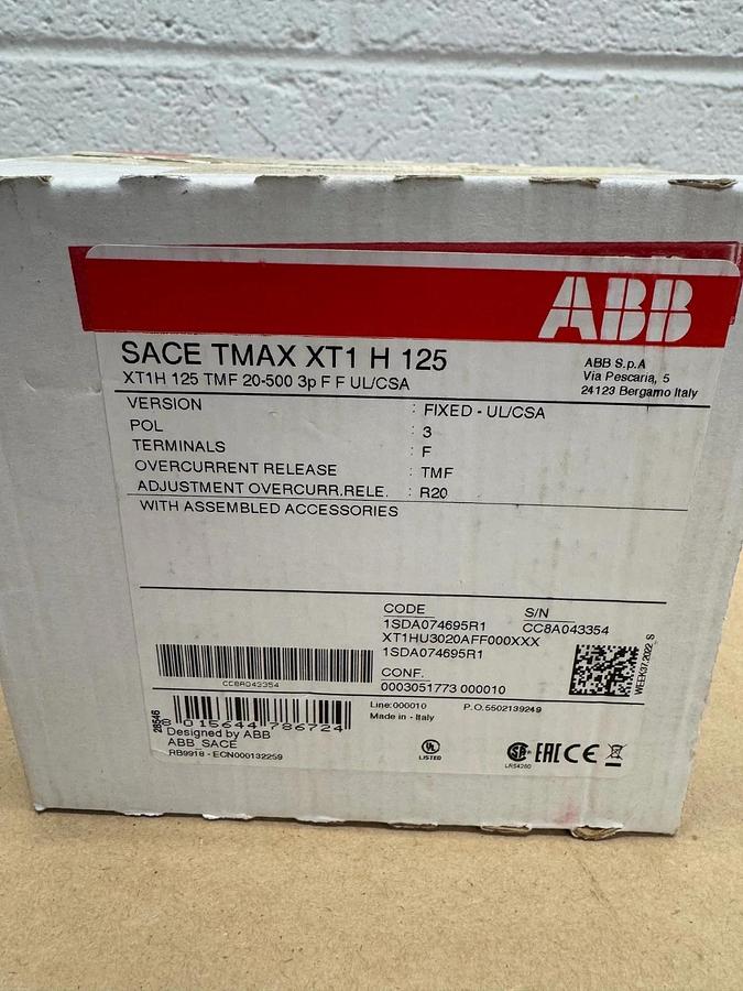 ABB XT1HU3020AFF00XXX 20A Circuit Breaker, 3 Pole *FACTORY SEALED*