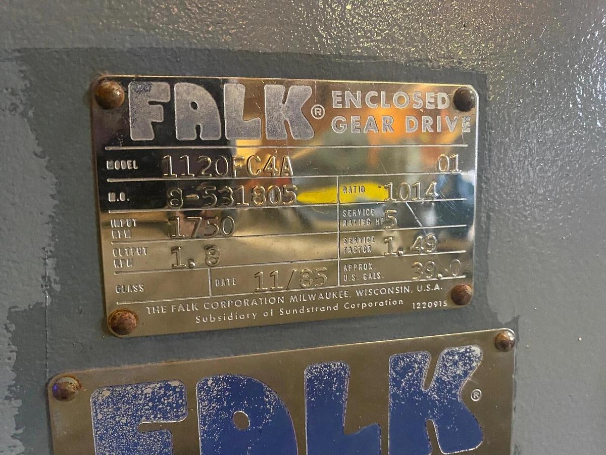 Used Falk 1120FC4A Enclosed Gear Drive, Toshiba 5HP 1745RPM Motor Service Factor:1.49