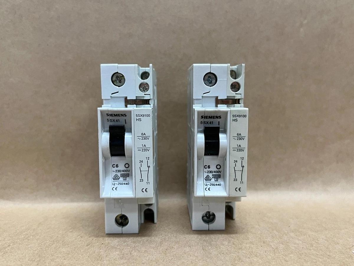 Used Siemens 5SX41 C6, 230/400V Circuit Breaker - Lot of 2