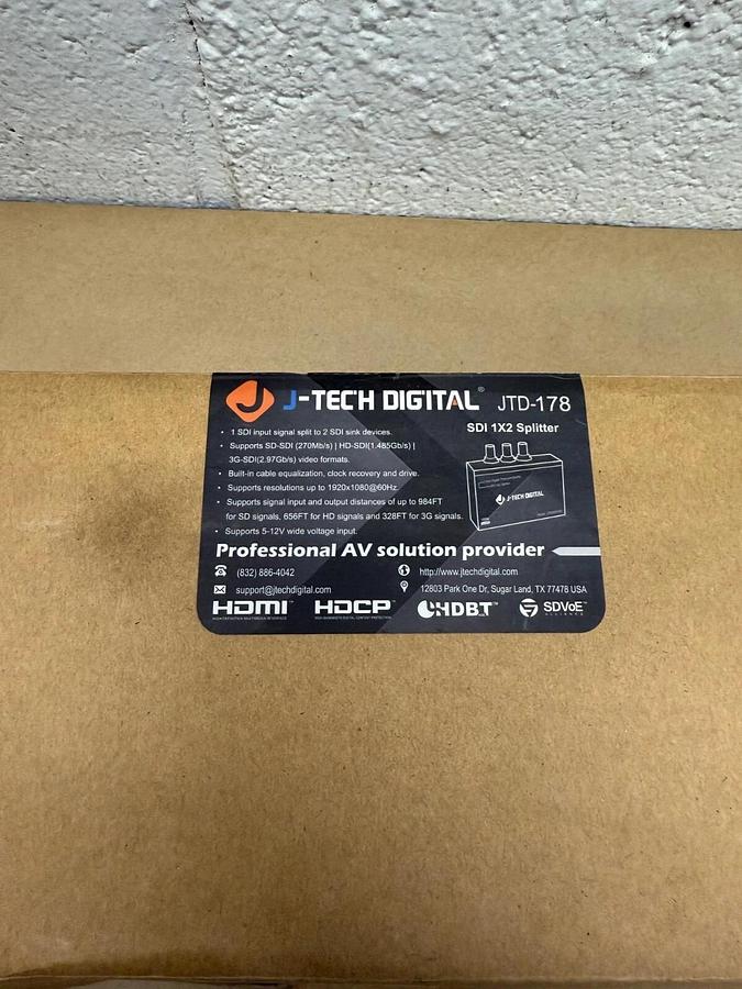 J-Tech Digital JTDSDI0102 SDI 1X2 Splitter, 1080p Full HD, 5V-12V, JTD-178