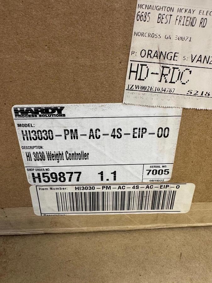 Used Hardy HI3030-PM-AC-4S-EIP-00 Multi Channel Weighing Scale*NEW*