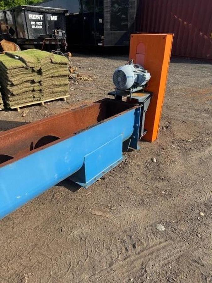 Used 32' Industrial Screw Conveyor, 16” Screw, 17” Trough, 10Hp Motor 24.94:1 Gearbox