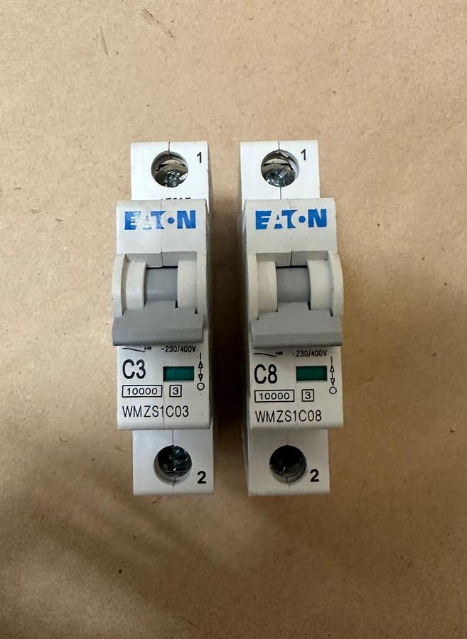 Used Eaton WMZS1C08, WMZS1C03 Allotment of 2 Circuit Breakers