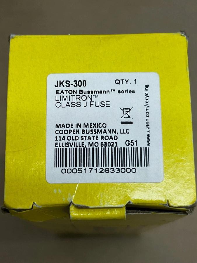 Used Cooper Bussmann Limitron JKS-300 300A 600VAC Fast Acting Pack of 1 Fuse