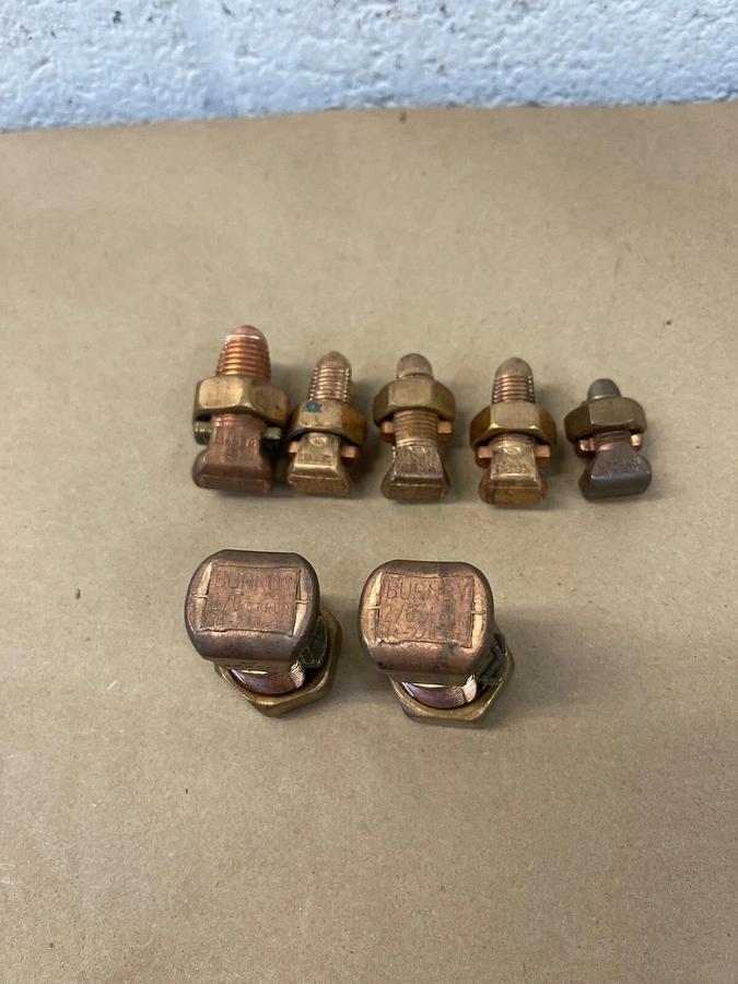 Used Burndy Lot of 7 Copper Split Bolt Connectors, 14-2/0, 14-1/0, 14-2, KS20
