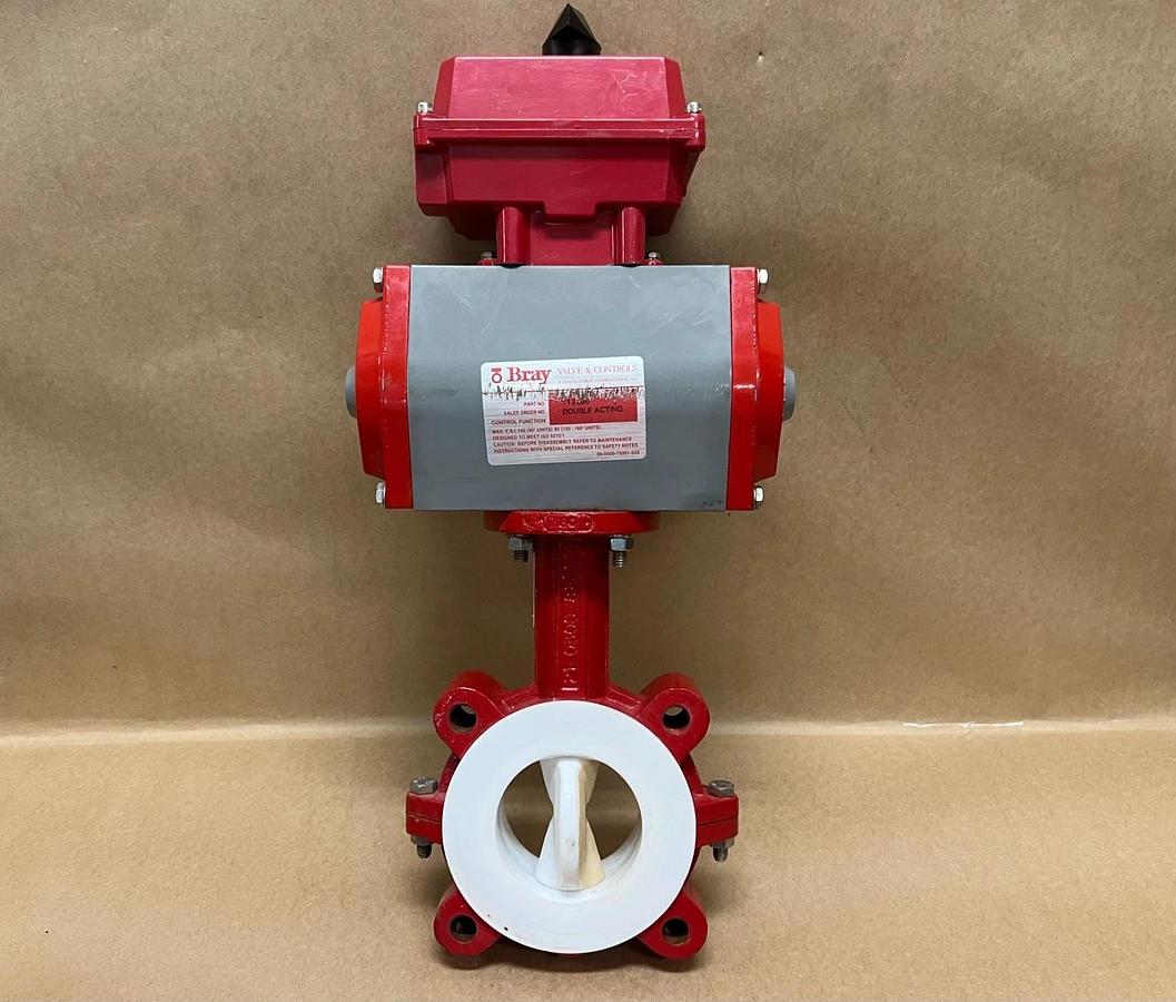Used Bray 90-0920-21320-015 Pneumatic Actuator, Limit Switch, 3" Butterfly Valve