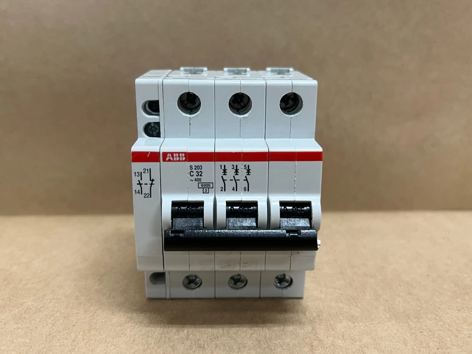 Used ABB S203-C32 3 Pole, 32A Miniature Circuit Breakers - Lot of 2