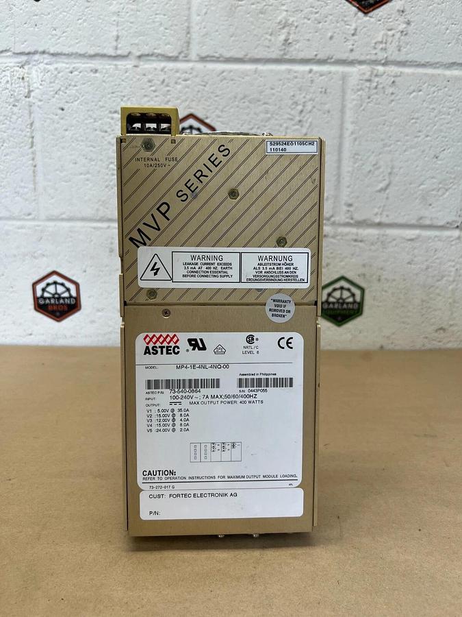 Used Astec MP4-1E-4NL-4NQ-00 Power Supply, 100-240V ~ 7A MAX; 50/60/400Hz
