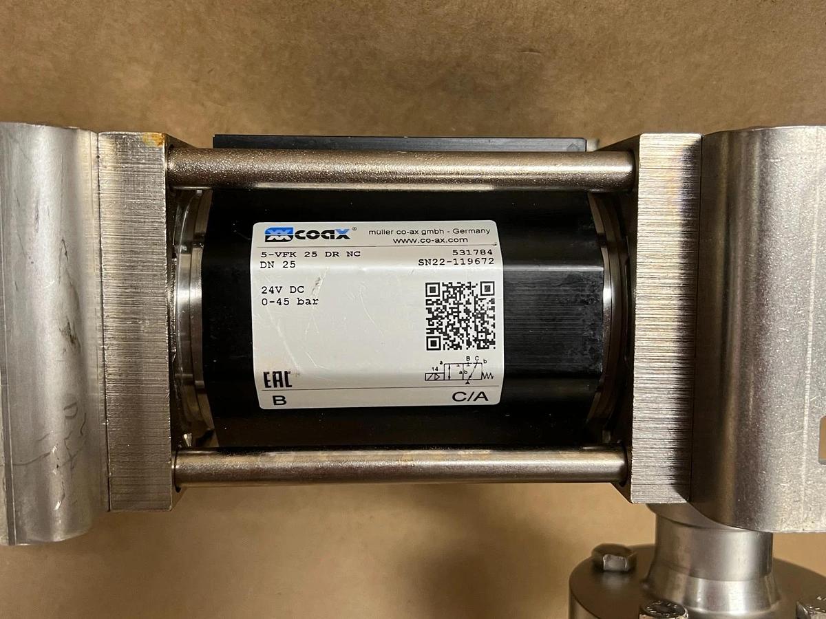 Used Müller Co-ax 5-VFK 25 DR NC 2/2-Way Coaxial Control Valve Assembly, 316L, DN25