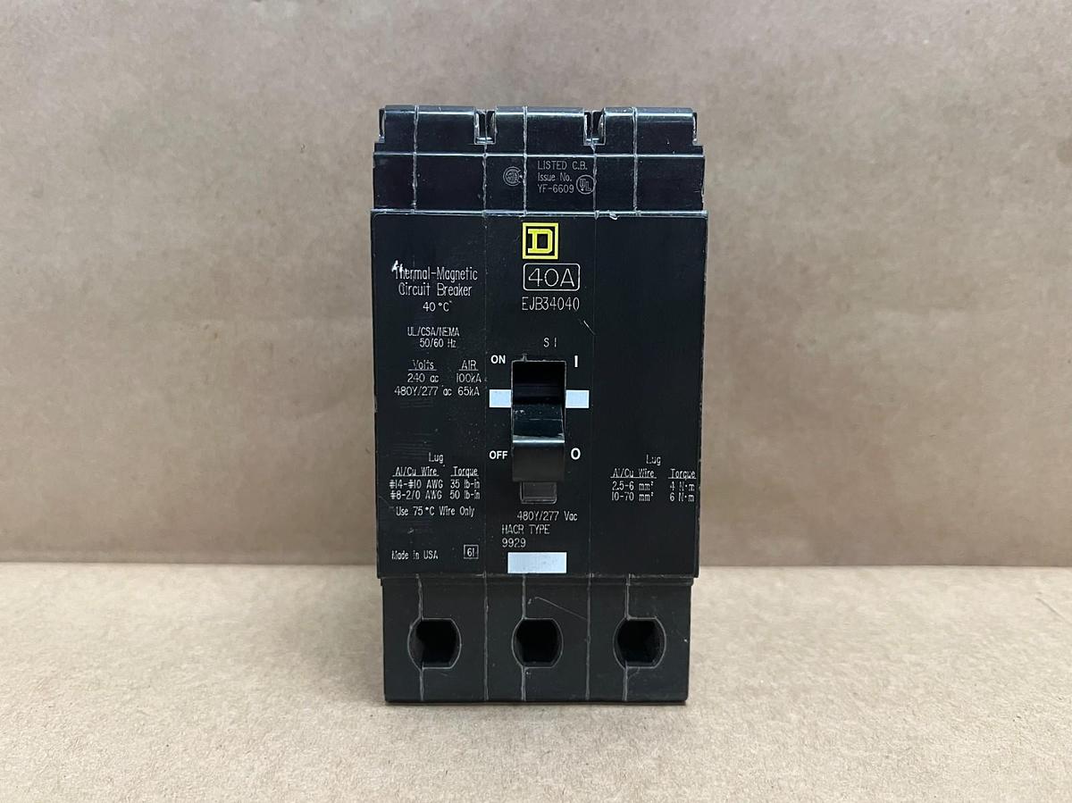 Used Square D EJB34040 Thermal-Magnetic 40A, 3 Pole Circuit Breaker