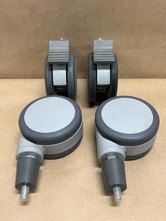 Medcaster Set of (4) 4" Swivel Casters, 2 Total Lock Brake, 2 No Brake