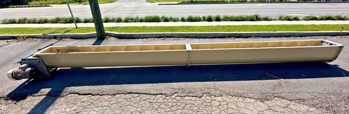 Used Industrial Screw Conveyor 51’ L, 16” Stick, 17” Trough, 15-1/2” Flights, 7.5Hp