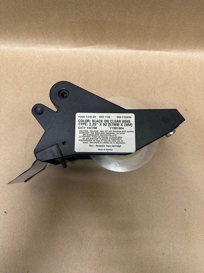 Used Brady B595 Black on Clear, 2.25” x 92’ Label Cartridge, Roughly 1/3 Left