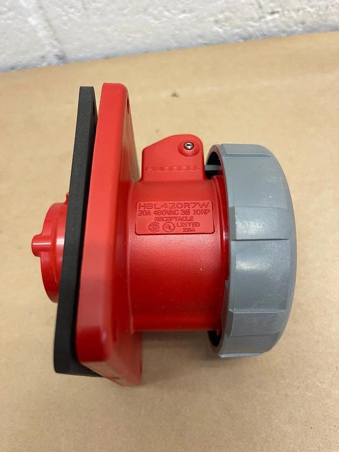 Used Hubbell HBL420R7W Pin & Sleeve Receptacle, 20A, 480VAC, 3 Phase