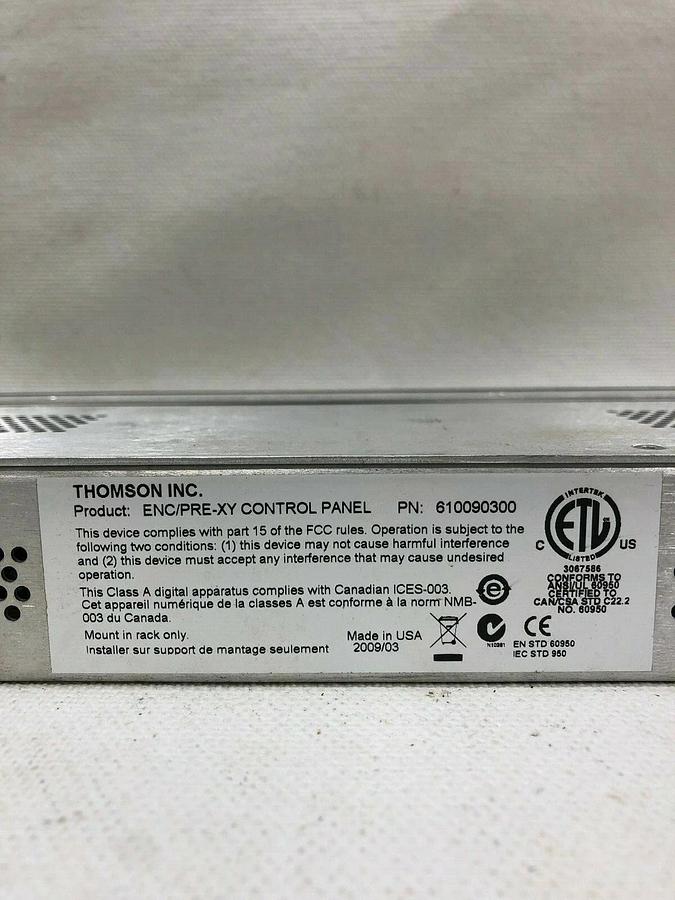 Used Grass Valley 610090300 Universal XY Control Panel