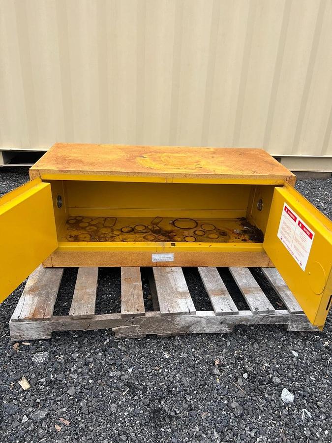 Used Justrite 25801 12-1/2 Gallon “Piggy-Back” Type Safety Storage Cabinet